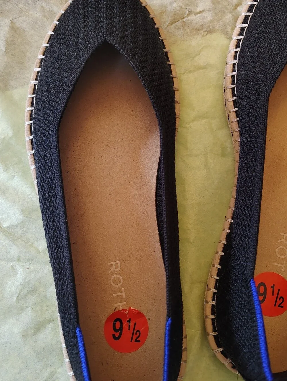 Rothy’s Espadrille Sz 9.5 Navy Stripe NWT - No Laces